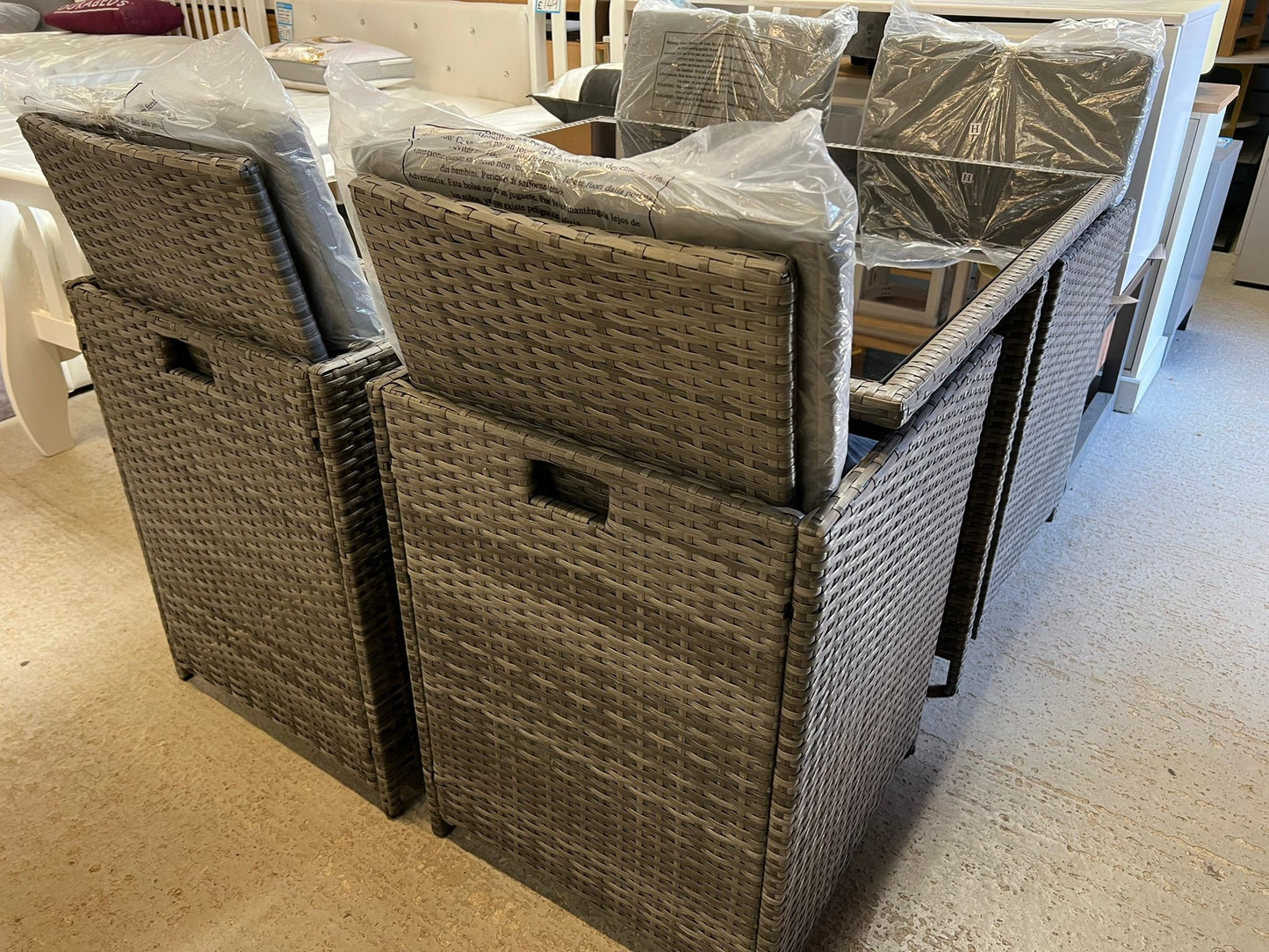 Light Mixed Grey Rattan 9pc Cube Set