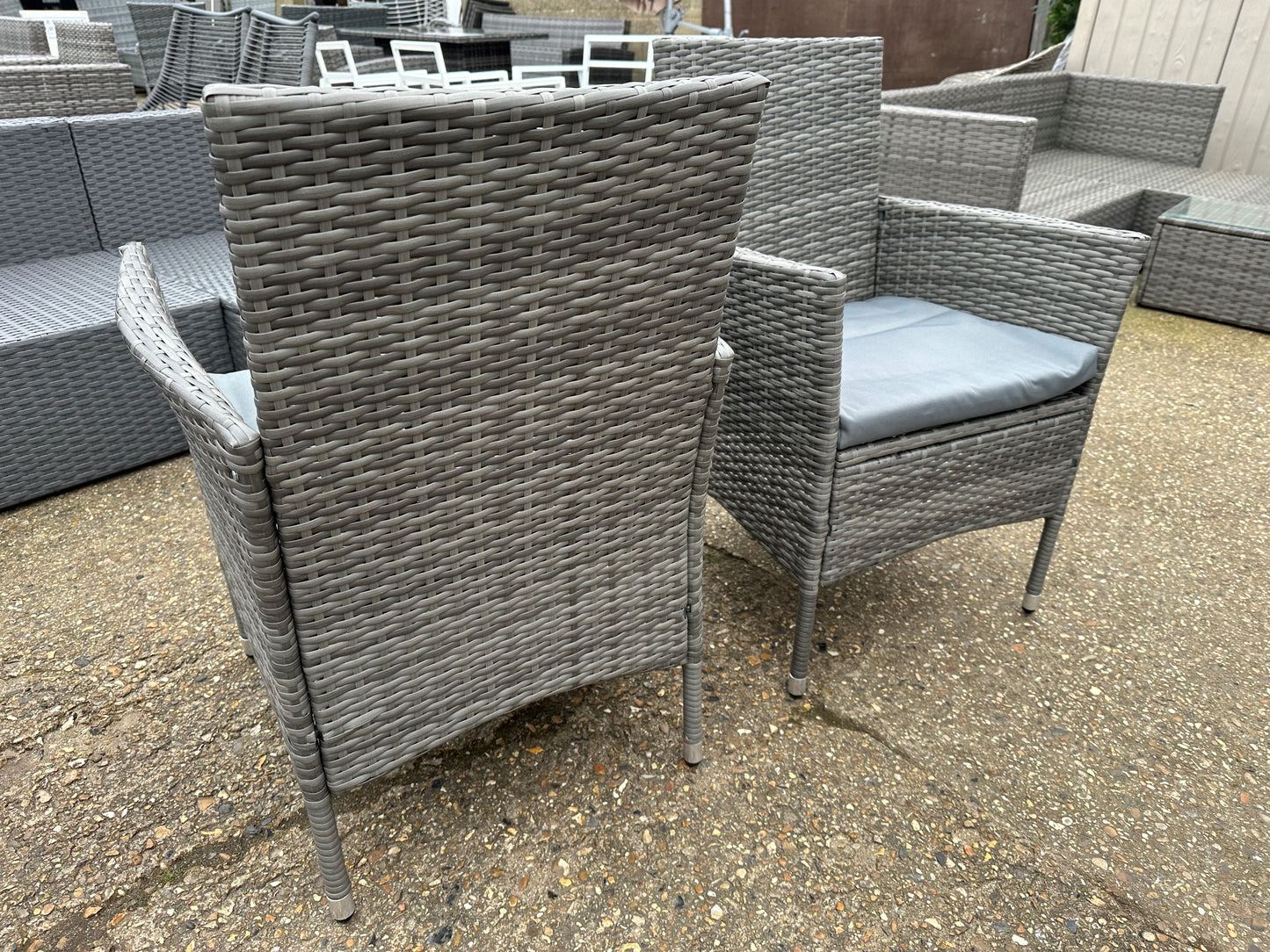 1680 Pair Of Light Mixed Grey Rattan Armchairs