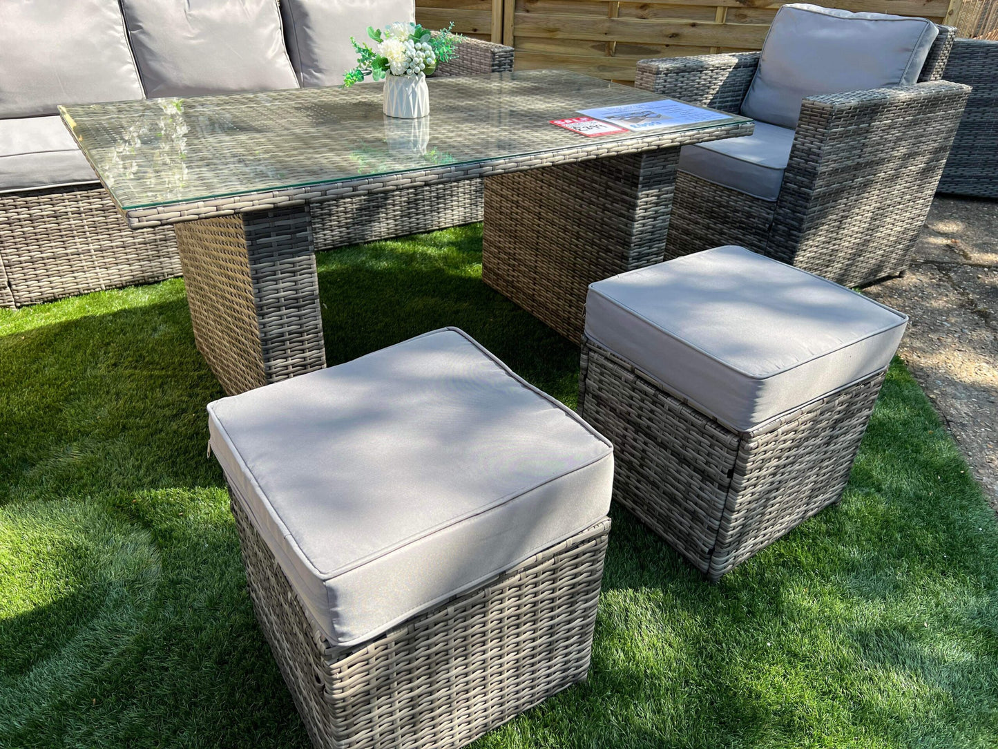 LSS20 – Mixed Grey Rattan 7 Seater Sofa Dining Set