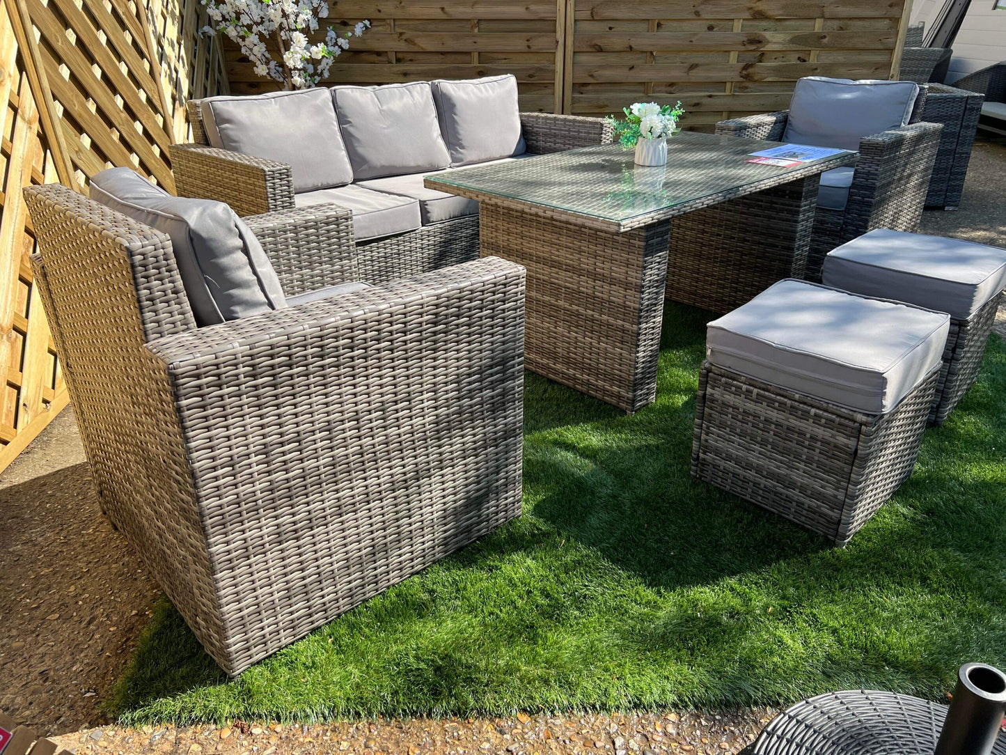 LSS20 – Mixed Grey Rattan 7 Seater Sofa Dining Set