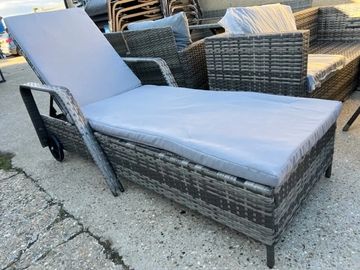 Mixed Grey Rattan Sun Lounger