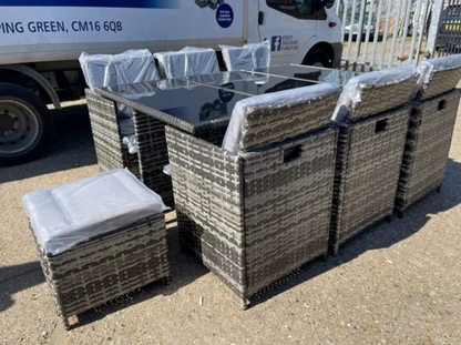 Mixed Grey Rattan 11pc Cube Set