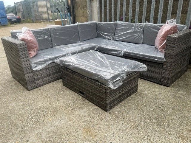 Mixed Grey Rattan 5 Seater Corner Lounge Set