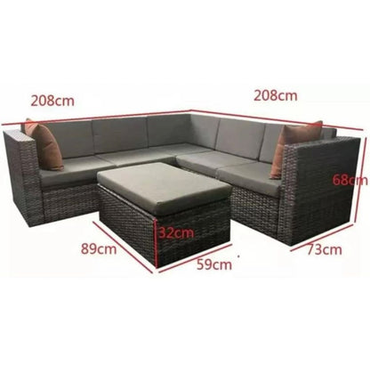 Mixed Grey Rattan 5 Seater Corner Lounge Set