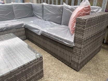 Mixed Grey Rattan 5 Seater Corner Lounge Set