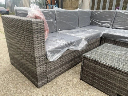 Mixed Grey Rattan 5 Seater Corner Lounge Set