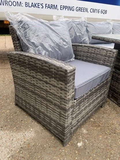 Mixed Grey Rattan 7 Seater Sofa Dining Set with Rising Table