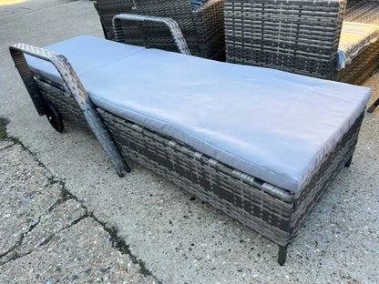 Mixed Grey Rattan Sun Lounger