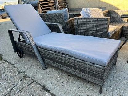 Mixed Grey Rattan Sun Lounger