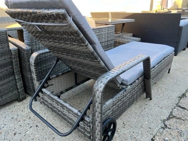 Mixed Grey Rattan Sun Lounger