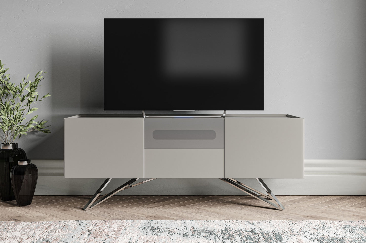 DE Large Grey Gloss TV Unit