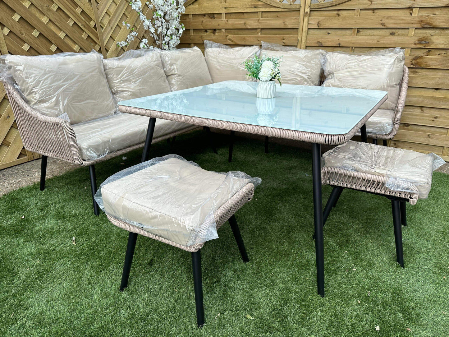 Rattan Rope Style Corner Dining Set