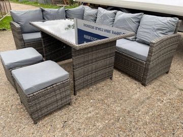 SFS019 – Dark Grey Rattan Large Corner Dining Set