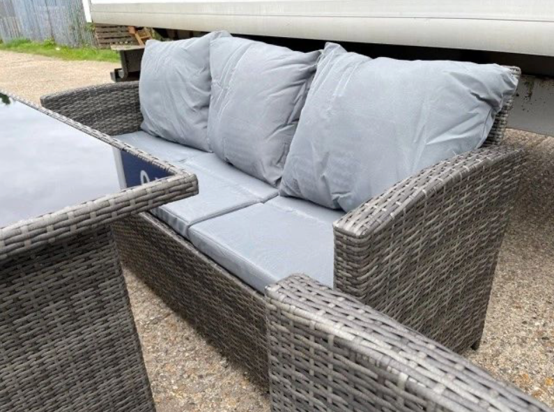 SFS020 – Dark Grey Rattan 7 Seater Sofa Dining Set