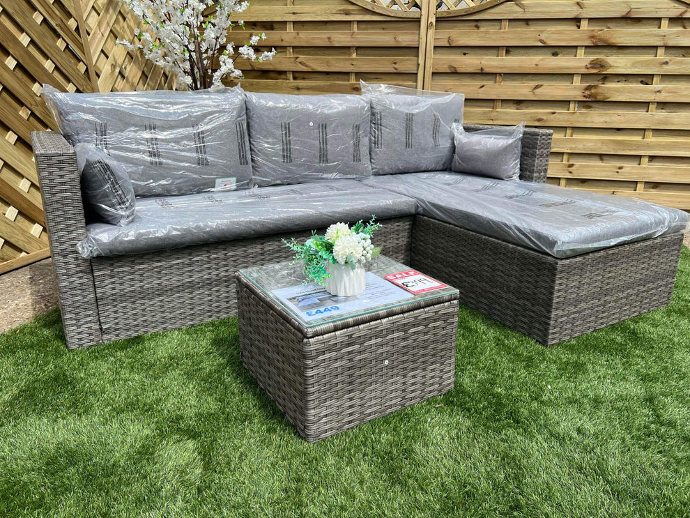 SS01 Mixed Grey Rattan Corner Chaise Set Essex Discount Furniture