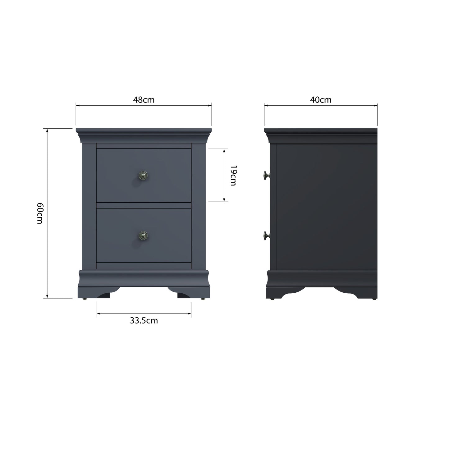 SW Large Bedside Cabinet Midnight Grey