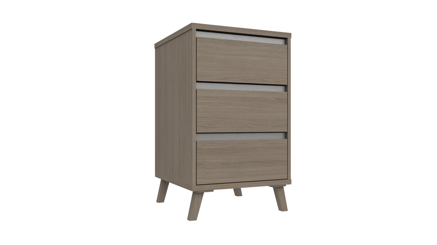 Tamar 3 Drawer Bedside GREY OAK