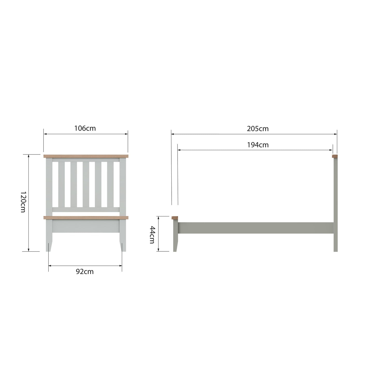 TT Grey Wooden Bed Frame