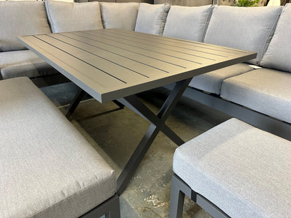 Vegas Grey Aluminium Large Corner Dining Set