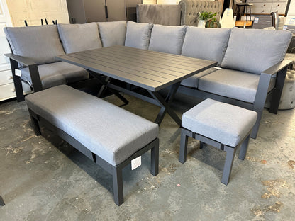 Vegas Grey Aluminium Large Corner Dining Set