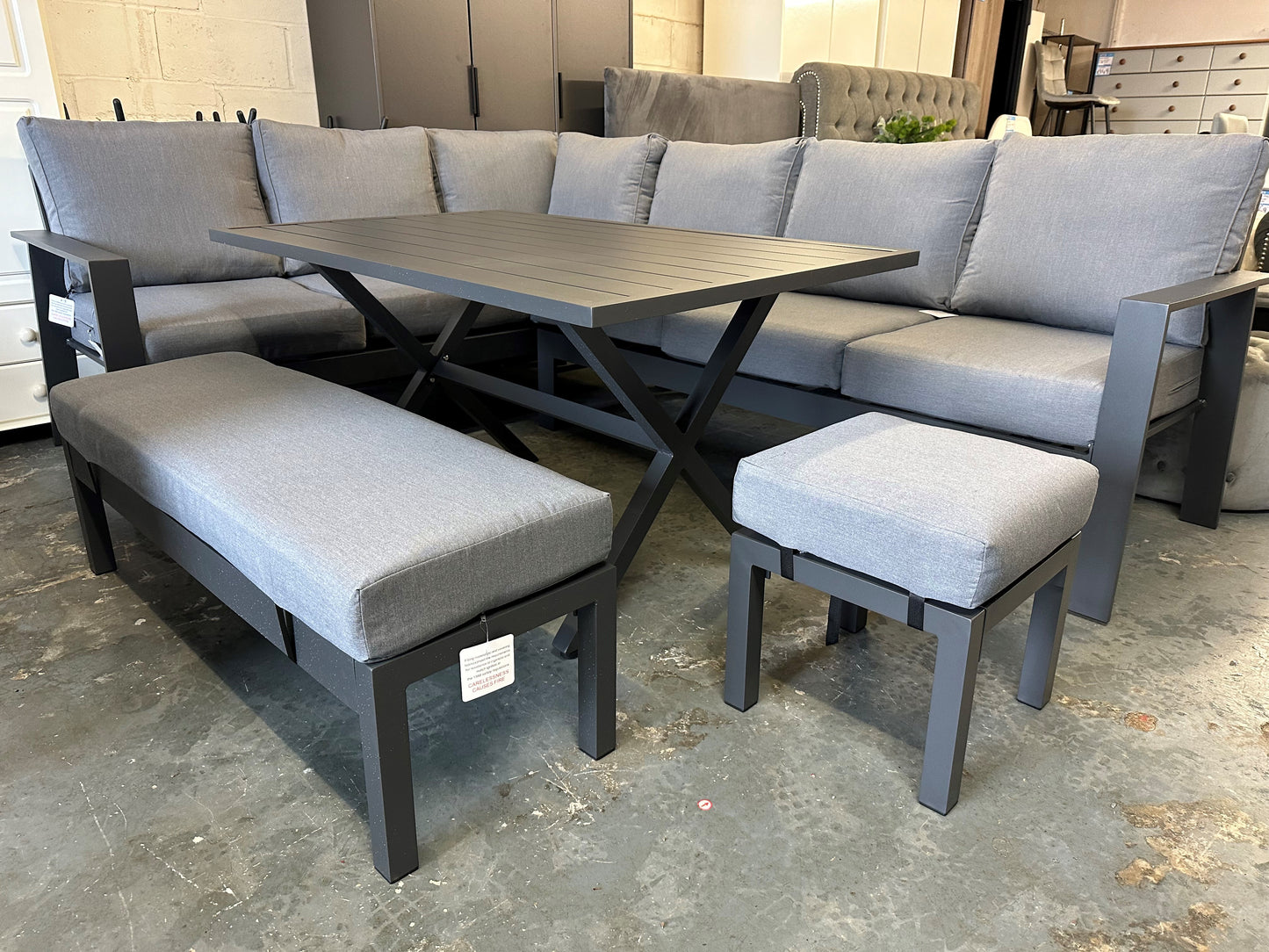 Vegas Grey Aluminium Large Corner Dining Set