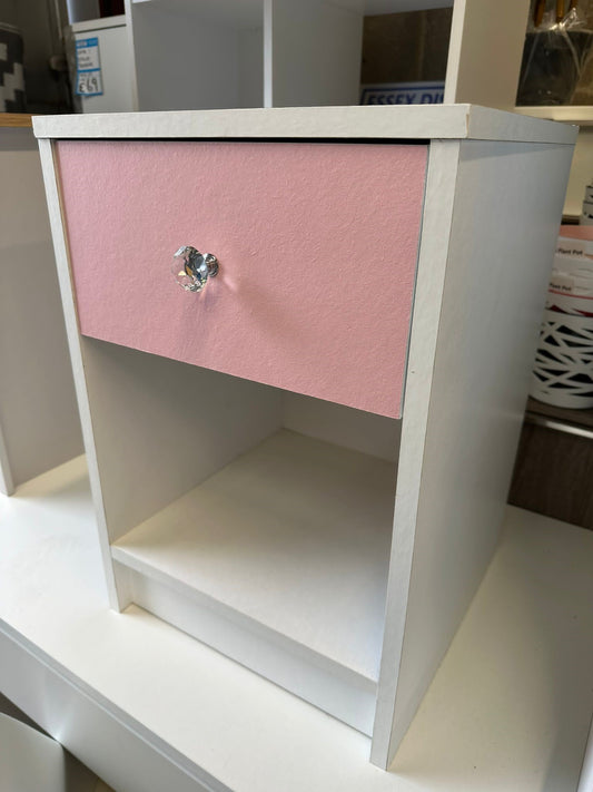 White & Pink One Drawer Bedside
