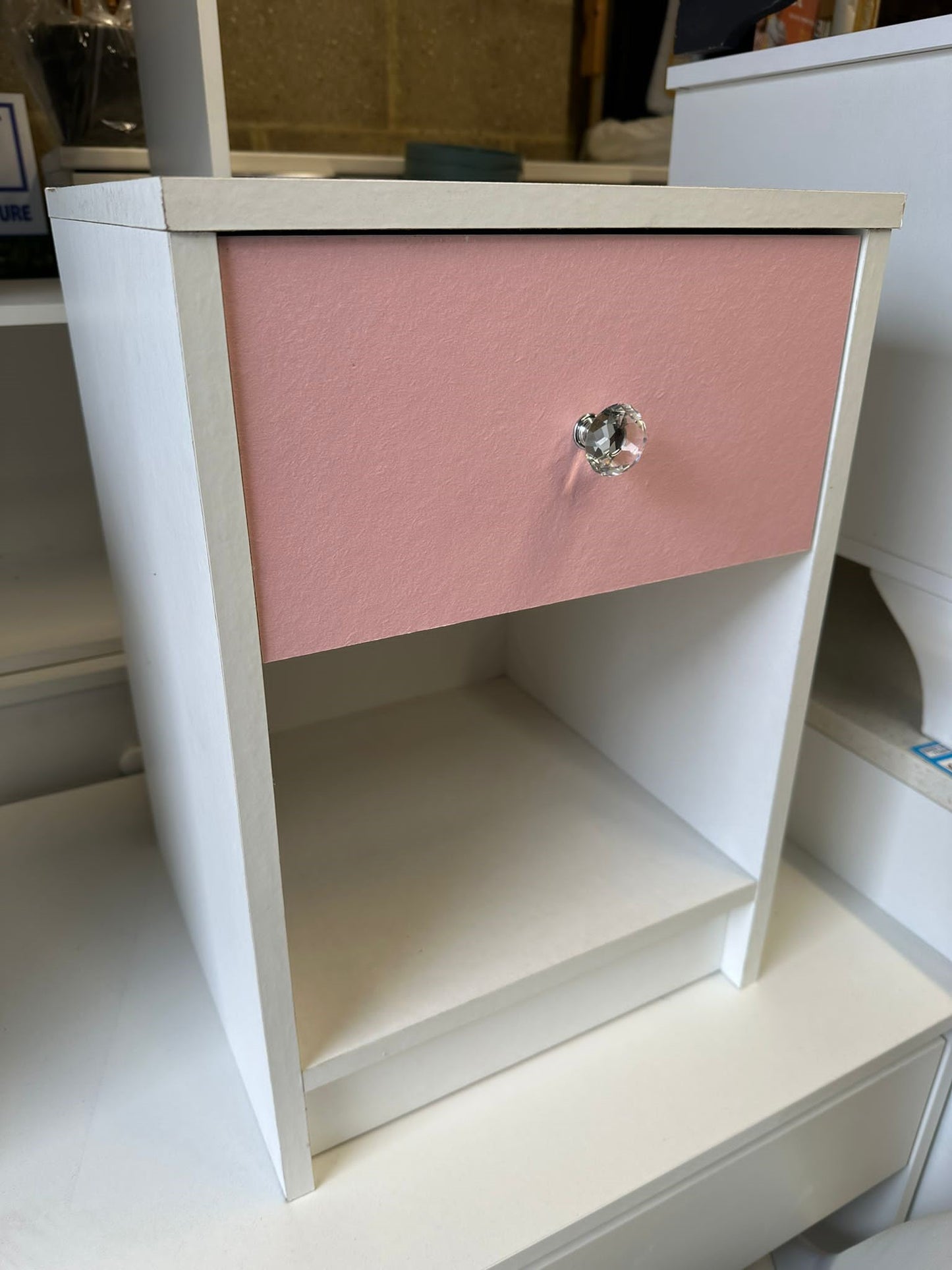 White & Pink One Drawer Bedside