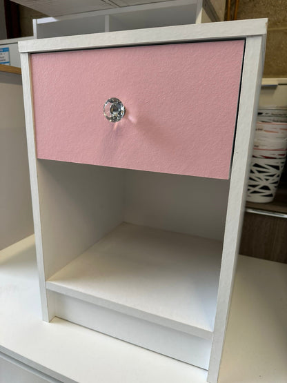 White & Pink One Drawer Bedside