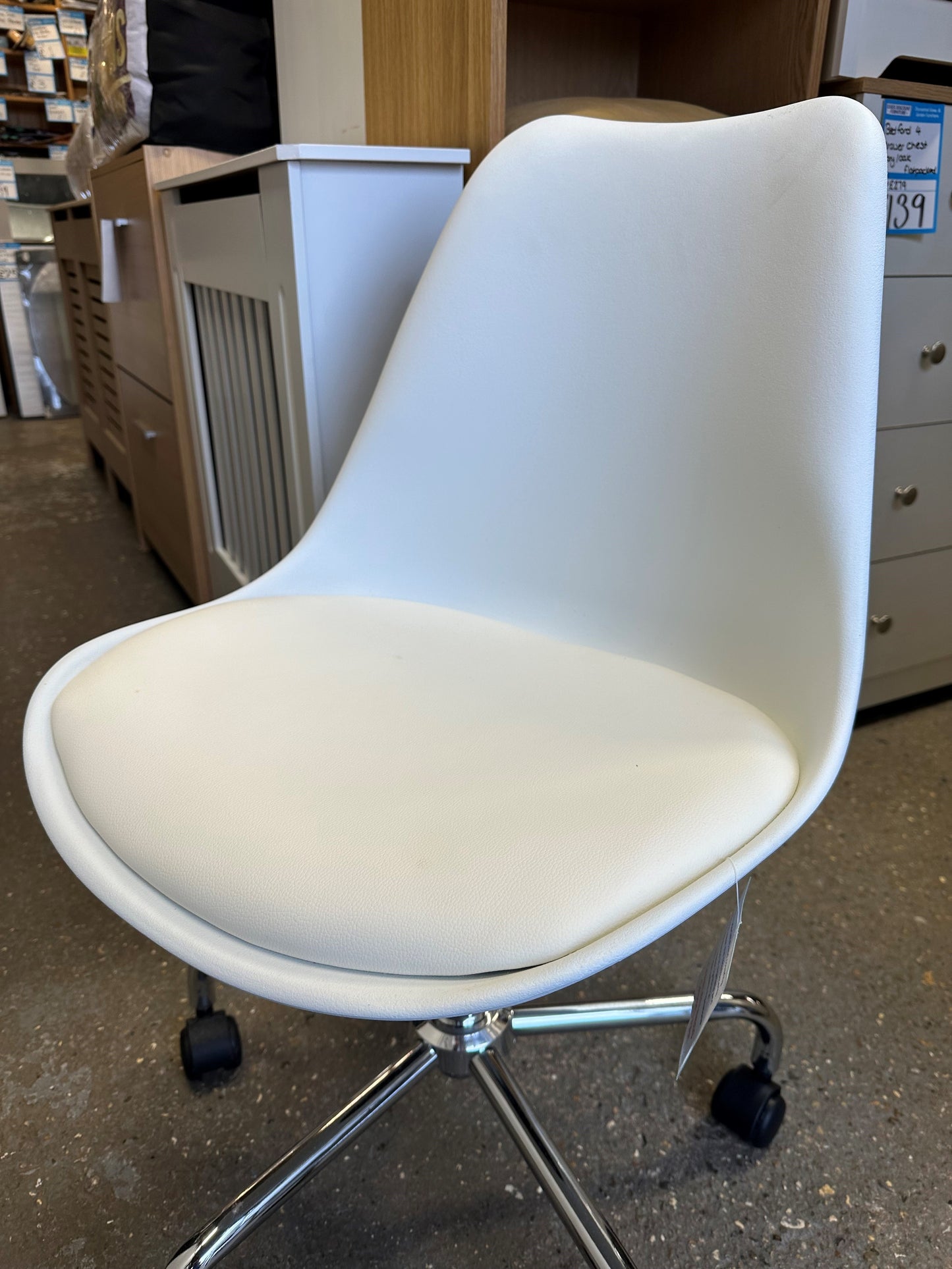 White Padded Swivel Chair