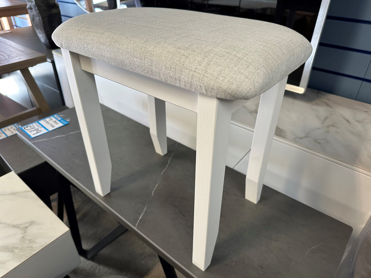 White Padded Stool