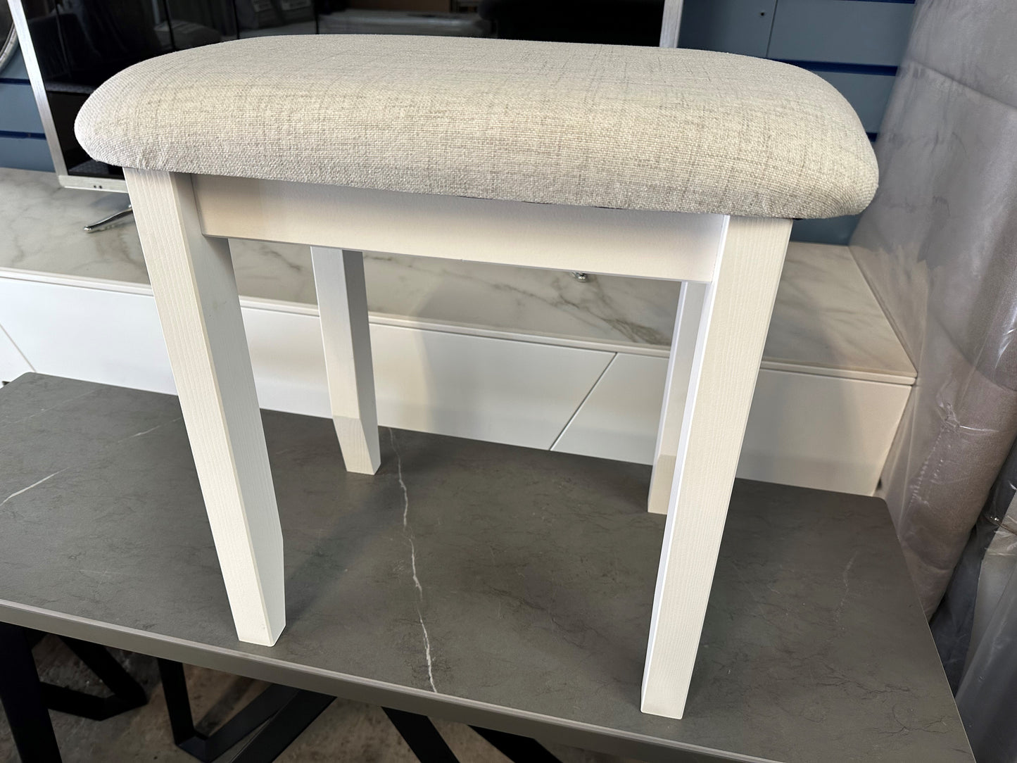 White Padded Stool